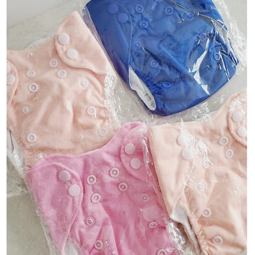 Cloth Diaper Pocket Covers Blue Pink Peach Reusable Washable Set NB